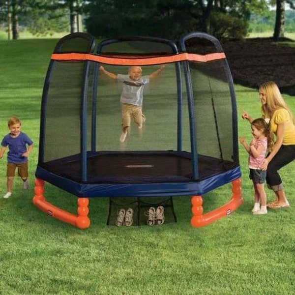 Little Tikes 7-Foot Trampoline, with Enclosure, Blue/Orange - Image 2