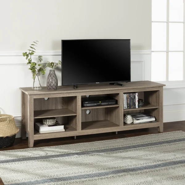 Woven Paths Open Storage TV Stand for TVs up to 80, Espresso - Image 10