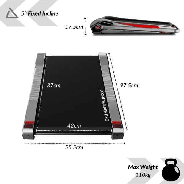 Egofit Walker Pro Smallest Under Desk Electric Walking Treadmill for Home 2.0HP 5 Incline - Image 8