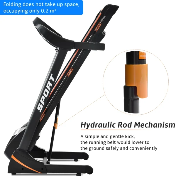 JT 3.5HP Folding Electric Treadmill With Incline Medium Running Machine ,330lb Folding Treadmill Electric Motorized Power 14.8KM/H ,Grade III adjustable - Image 5