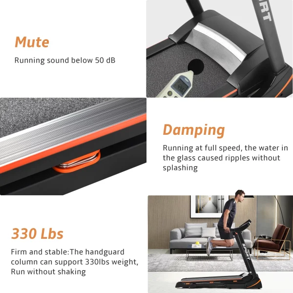 JT 3.5HP Folding Electric Treadmill With Incline Medium Running Machine ,330lb Folding Treadmill Electric Motorized Power 14.8KM/H ,Grade III adjustable - Image 4