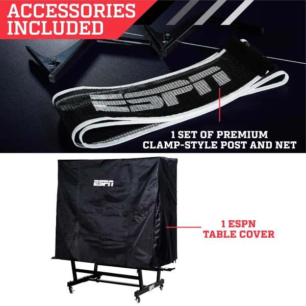 ESPN Official Size 18mm 2 Piece Table Tennis Table with Table Cover, #1 Indoor Model - Image 11