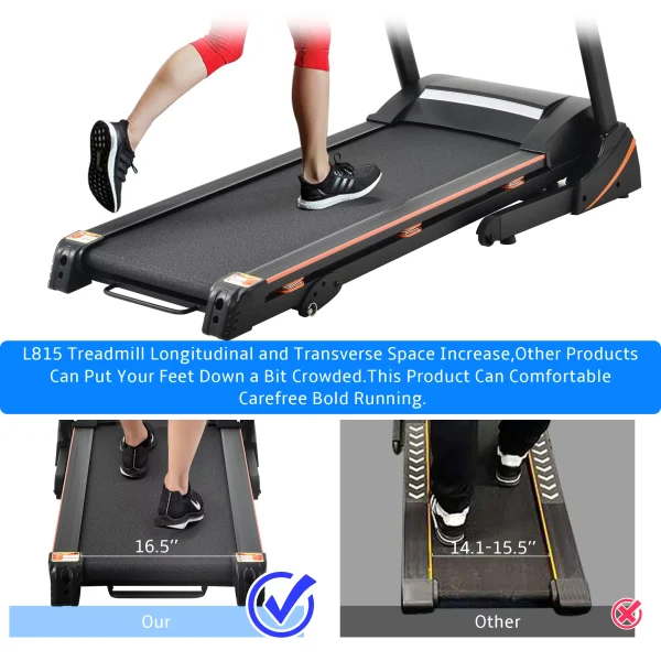 JT 3.5HP Folding Electric Treadmill With Incline Medium Running Machine ,330lb Folding Treadmill Electric Motorized Power 14.8KM/H ,Grade III adjustable - Image 2