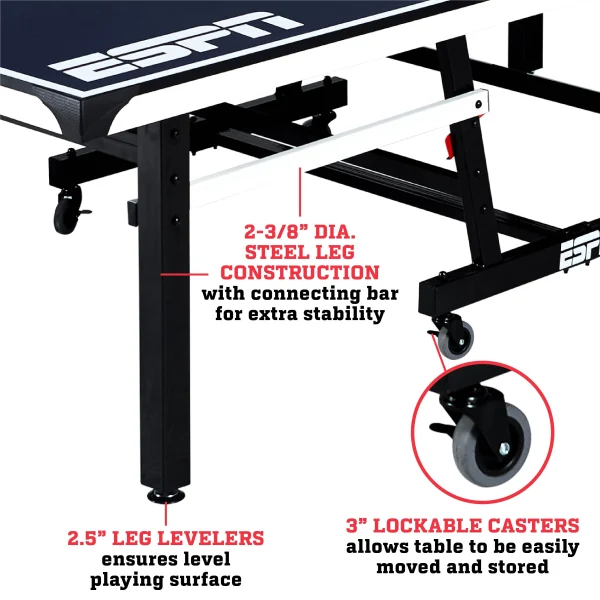 ESPN Official Size 18mm 2 Piece Table Tennis Table with Table Cover, #1 Indoor Model - Image 8