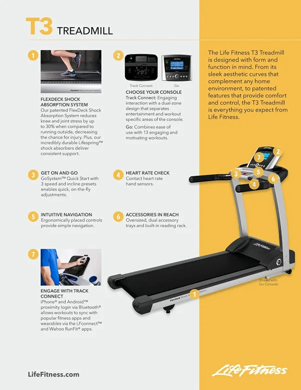 Life Fitness Treadmill with Track Connect Console T3TC-XX T3 Gray - Image 3