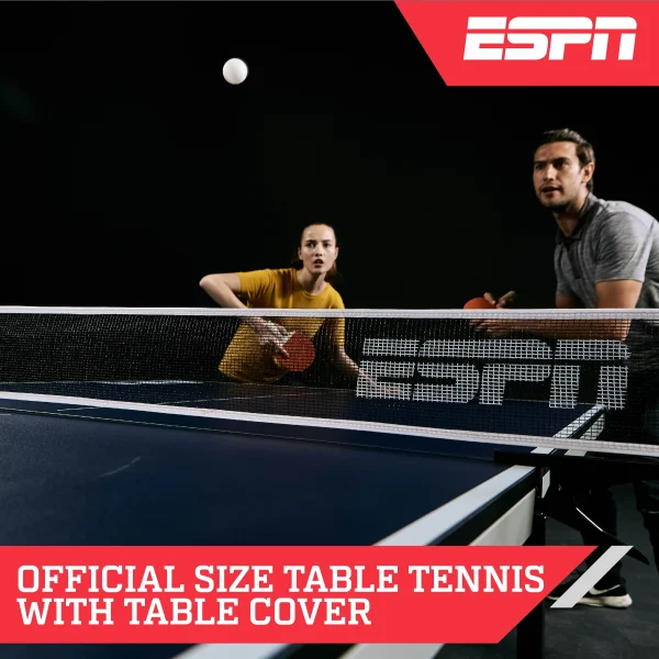 ESPN Official Size 18mm 2 Piece Table Tennis Table with Table Cover, #1 Indoor Model - Image 6